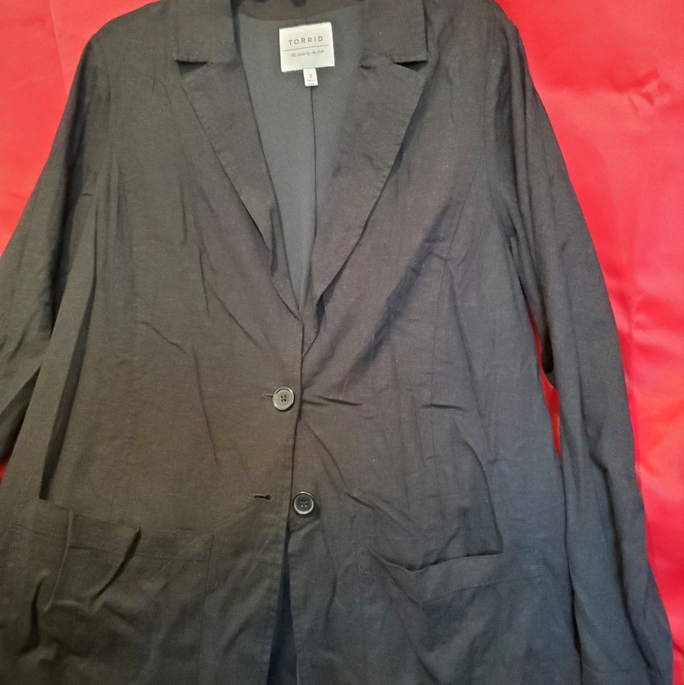 Torrid Black Long Sleeve Blazer Style Coat